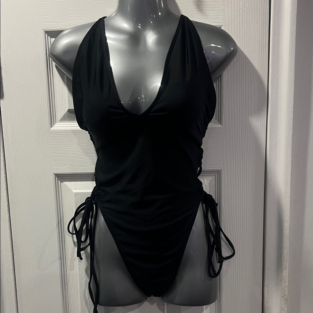 Black Halter One-Piece Swimsuit